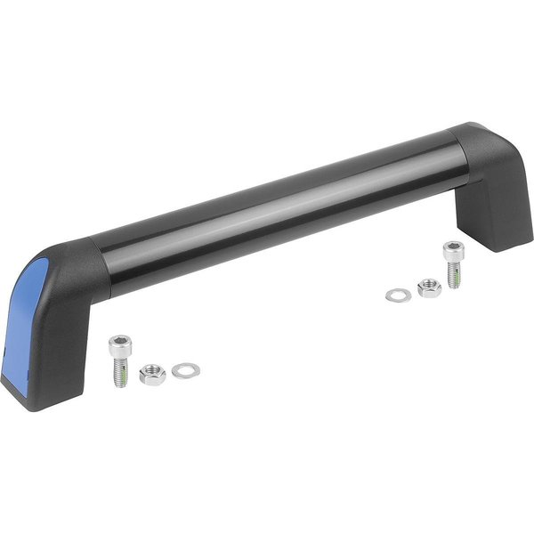 Kipp Tubular Handle Bighand, A=180, L=213, 4 Aluminum Black Grey Powder-Coated, Comp: Plastic, Black ,  K1445.18087